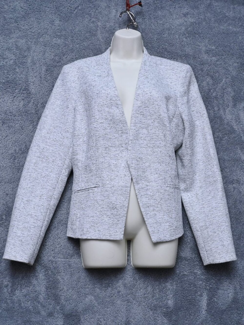 Calvin Klein Off White Tweed Crop Short Blazer Women's  Size 16 - Picture 2 of 8